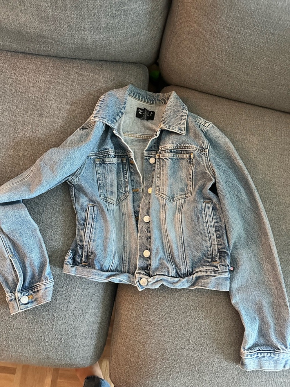 Polo Jeans Co. Ralph Lauren Denim Jacket w/ American Flag Patch